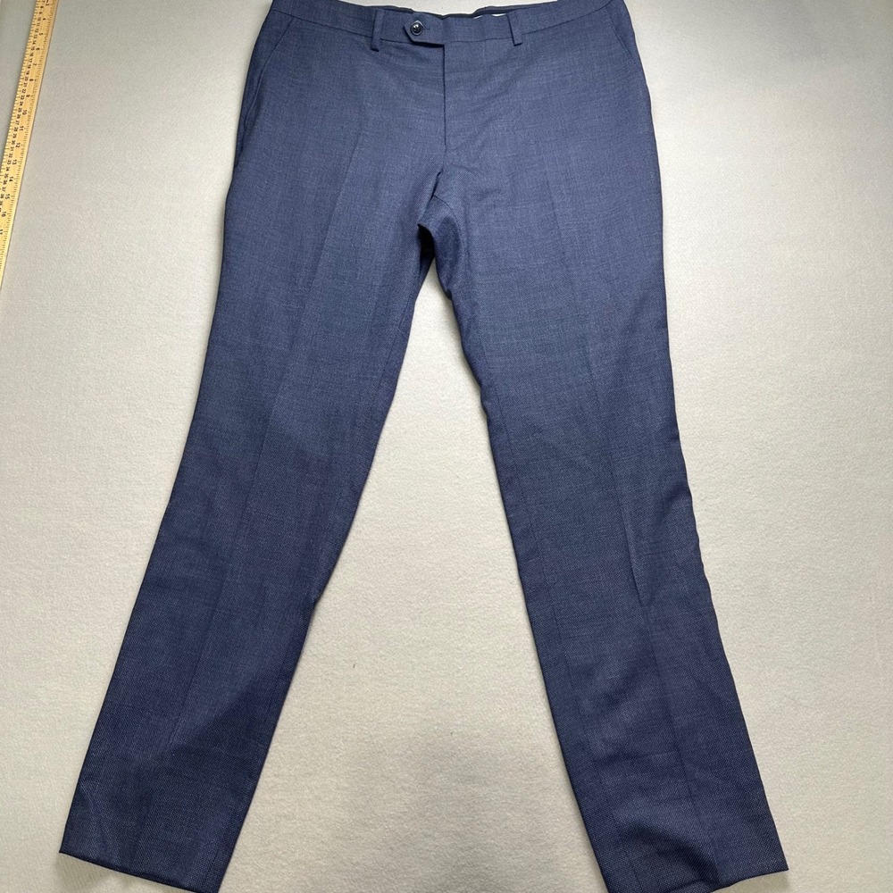 Original Penguin Dress Pants Mens 36x32 Blue Wool Blend Textured Trousers